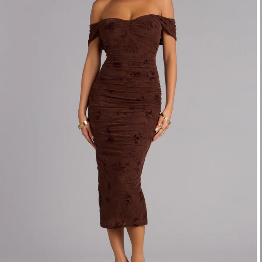 Off-Shoulder Brown Dress